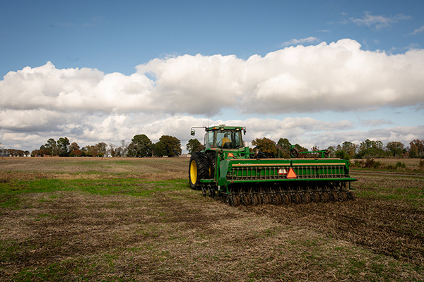 Tractor and cover crop planting/Whole Farm Approach
